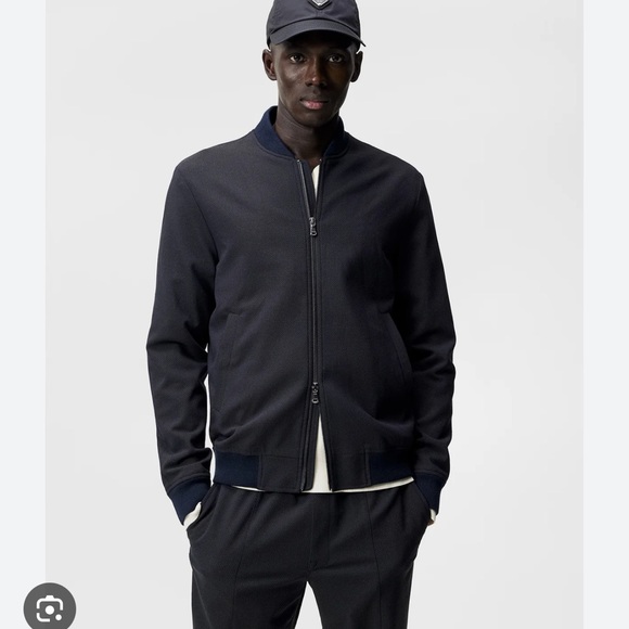 J.Lindeberg Black Bomber Jacket Sleek Minimalist Design
